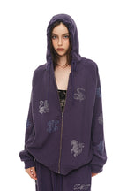 ZODIAC 02 HOTFIX WAFFLE ZIP-UP HOODIE (PURPLE) - 1