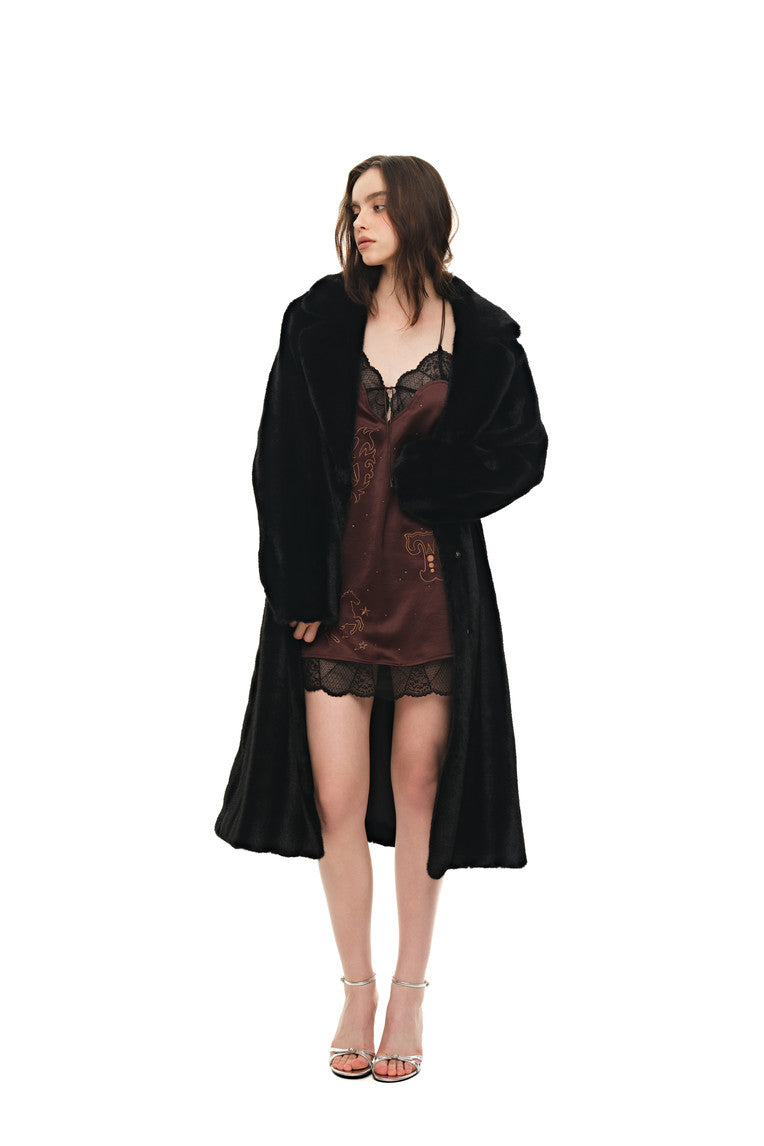 FAUX FUR LONG COAT (BLACK) - 5