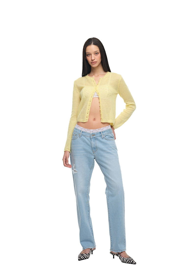 MOHAIR SLIM-FIT CARDIGAN (LEMON)