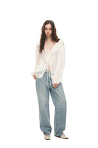 FRILL TRIM TIE BLOUSE (IVORY)