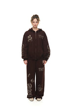 ORNAMENT 03 STITCH ZIP-UP HOODIE (BROWN) - 2