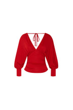 DEEP V-NECK SHIRRING TOP (RED)