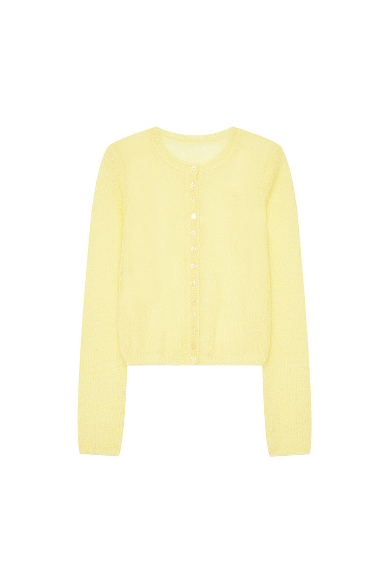 MOHAIR SLIM-FIT CARDIGAN (LEMON)