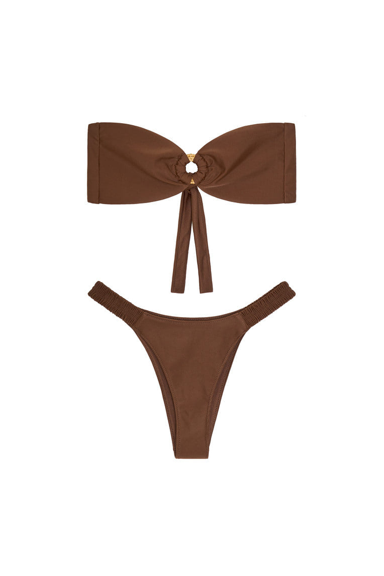 WOOD O-RING BIKINI (BROWN)