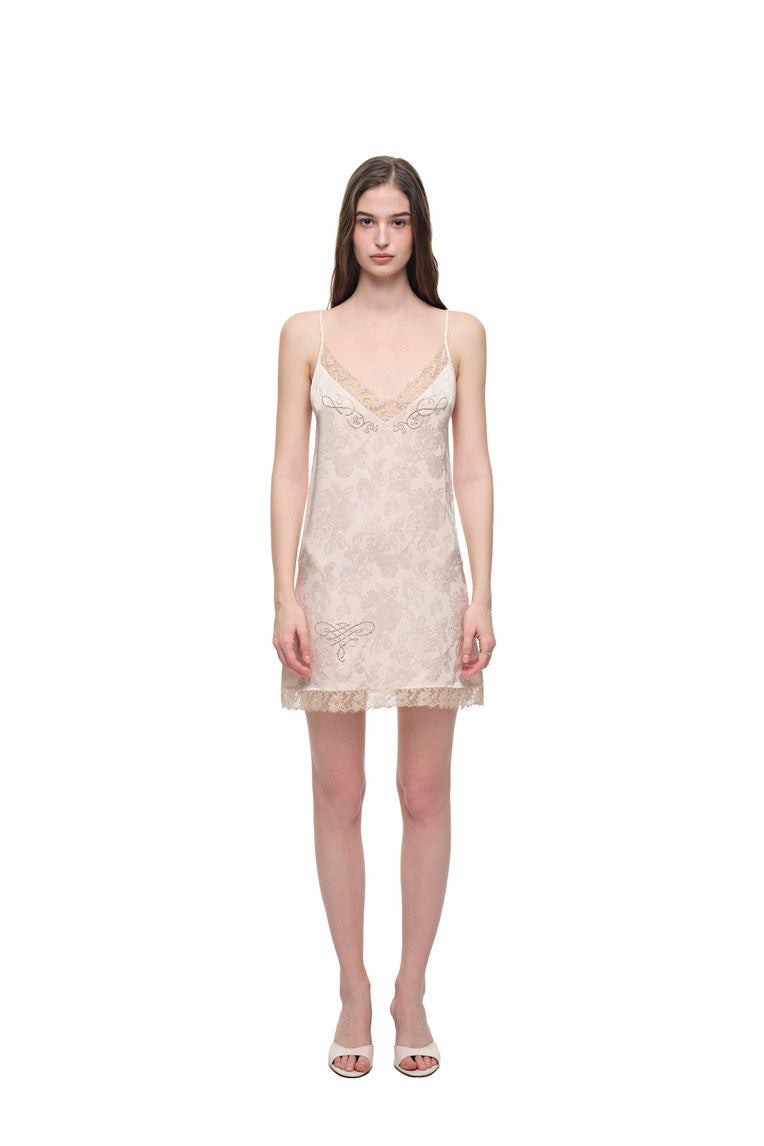 FLORAL HOTFIX MINI SLIP DRESS (LIGHT PINK)