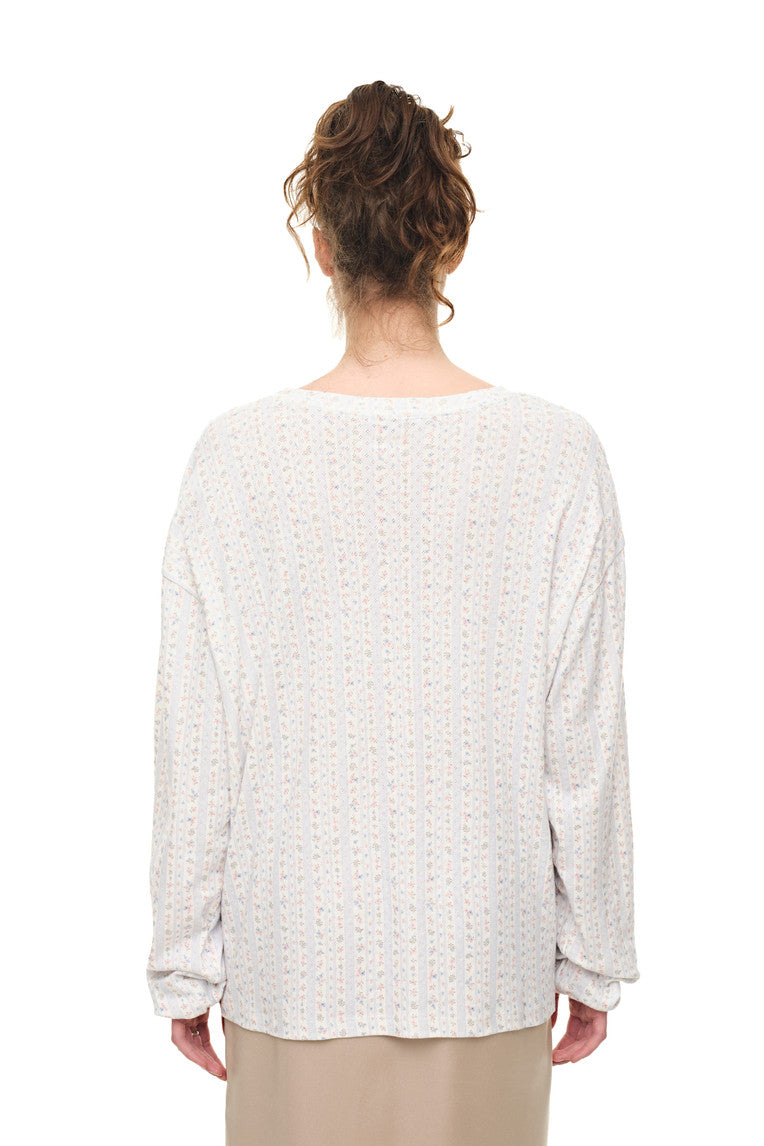 WALLPAPER POINTELLE LONG SLEEVE T-SHIRT (WHITE)