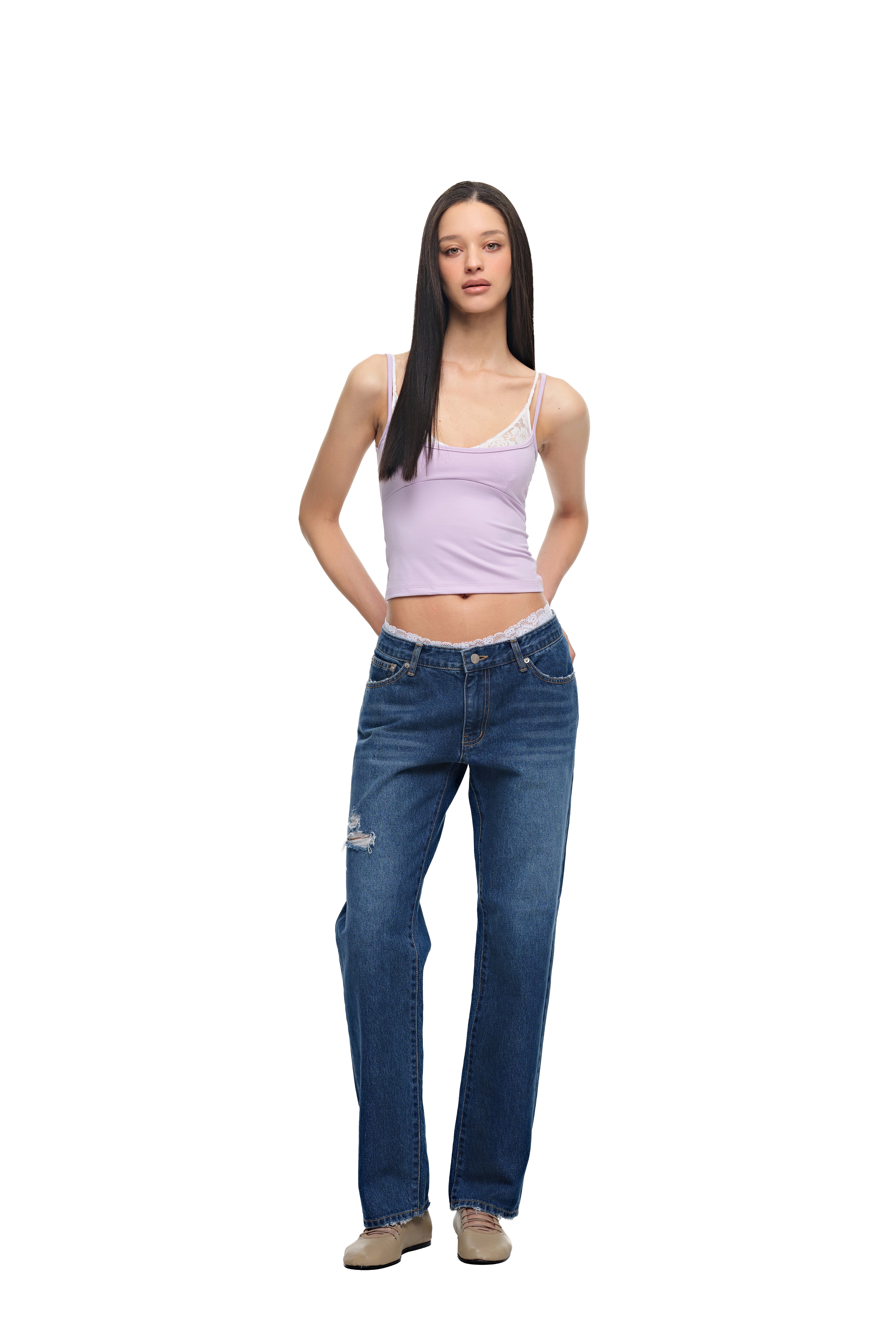 SLIM STRAIGHT-FIT JEANS (BLUE)