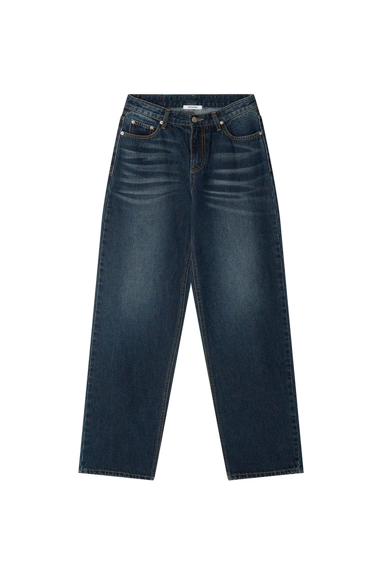 LOW RISE LOOSE-FIT JEANS (DARK BLUE)