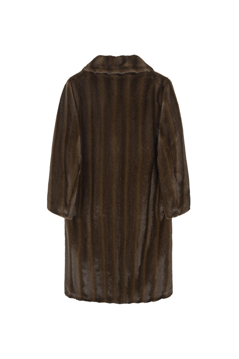 FAUX FUR LONG COAT (BROWN) - 10