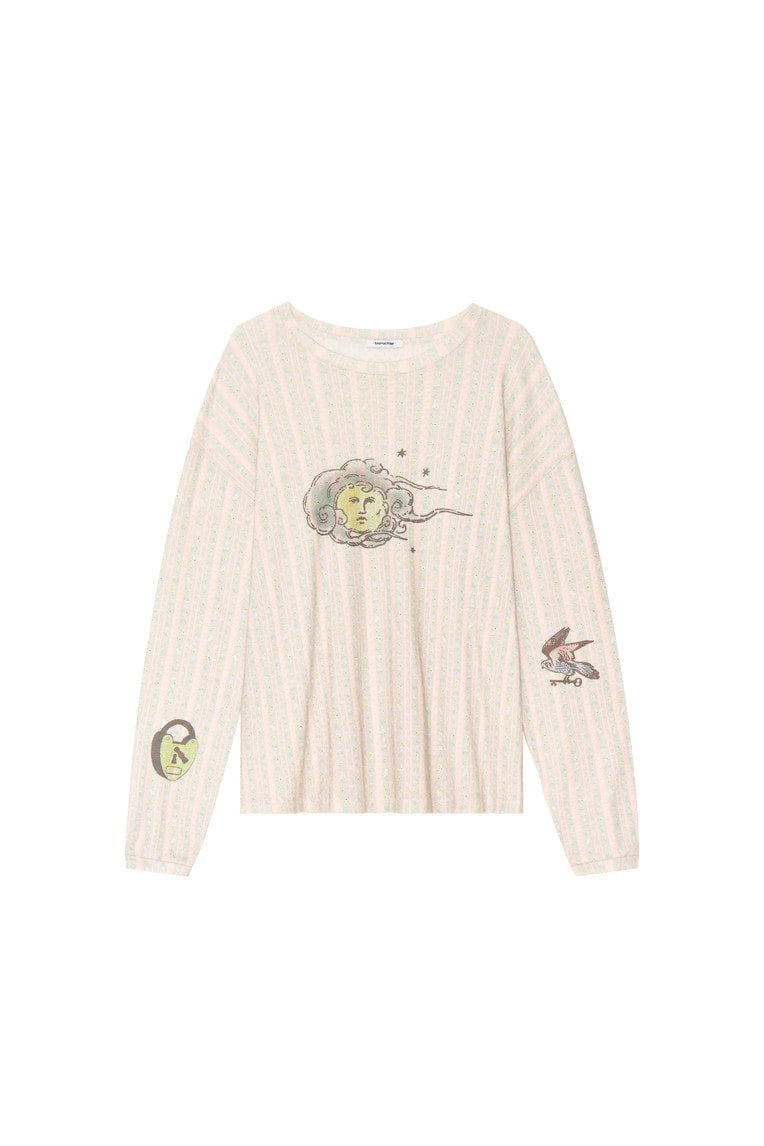WALLPAPER POINTELLE LONG SLEEVE T-SHIRT (MELANGE GRAY)