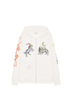 TWIN ZODIAC WAFFLE ZIP-UP HOODIE (WHITE)