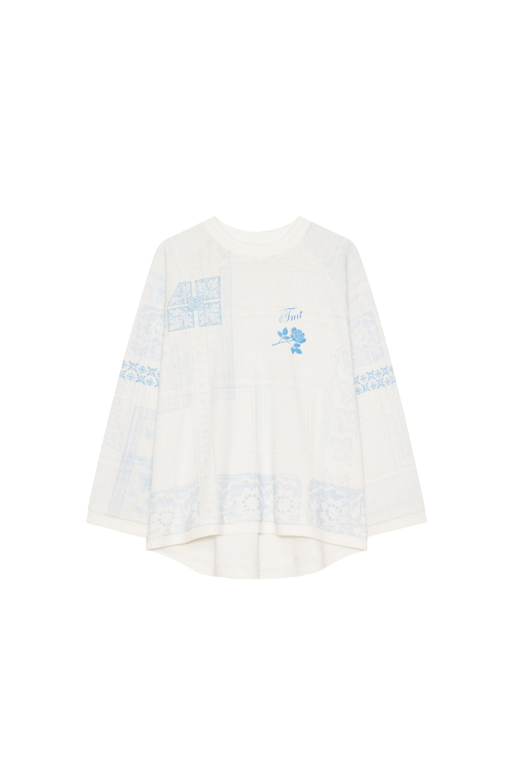 ORNAMENT 02 WAFFLE OVERSIZED LONG SLEEVE T-SHIRT (WHITE)