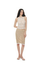 LACE POINT SPARKLE MIDI SKIRT (BEIGE)