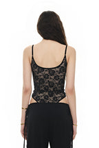 DEEP ROUND NECK LACE BODYSUIT (BLACK)