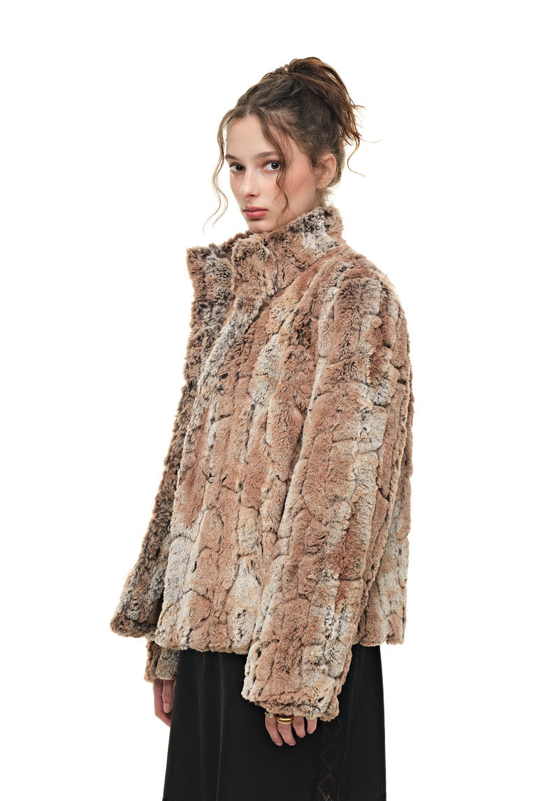 REGULAR FIT FUR JACKET (QUILTED YELLOW) - 7