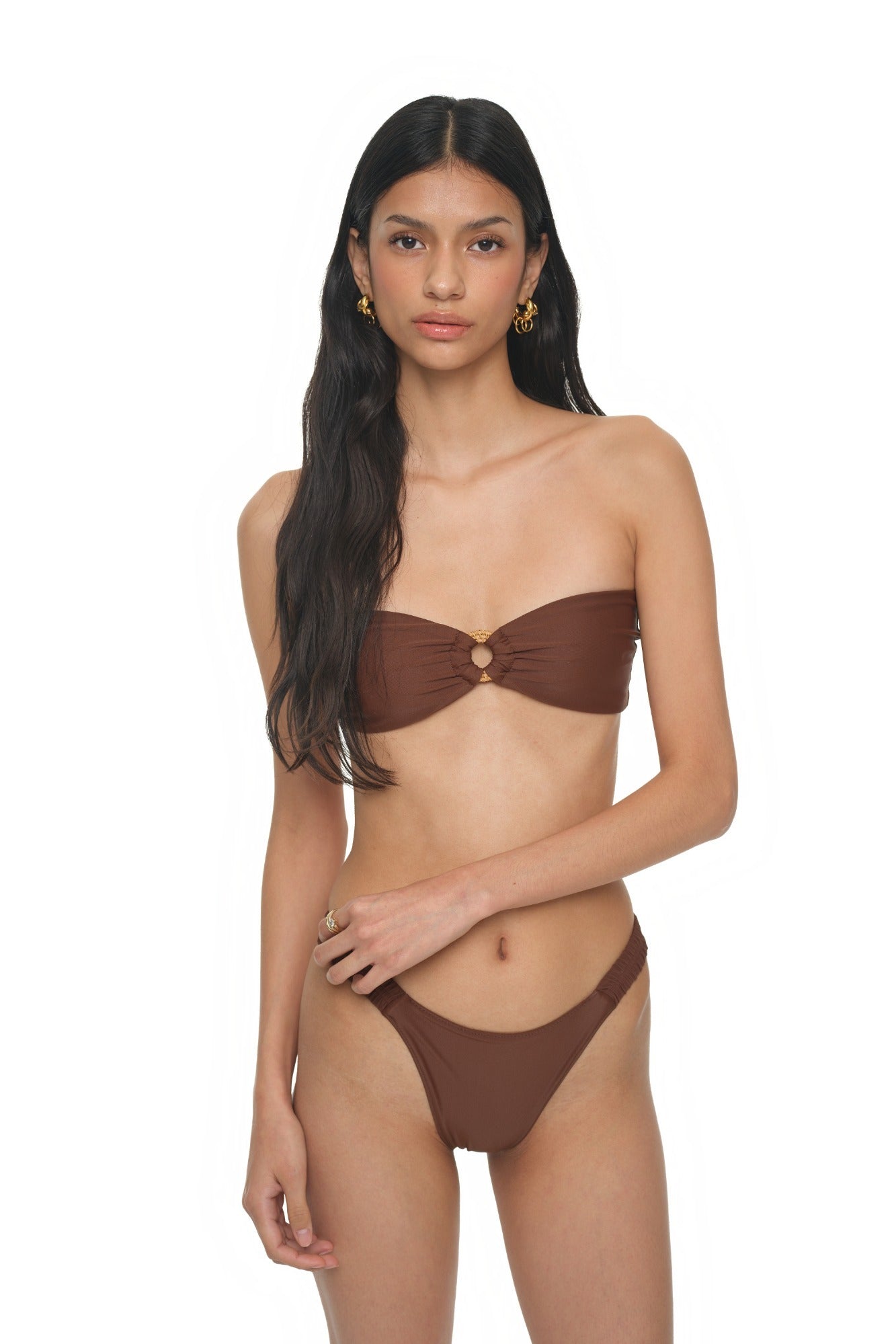 WOOD O-RING BIKINI (BROWN)
