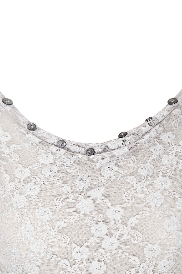 LACE BUTTON TOP (LIGHT GREY)