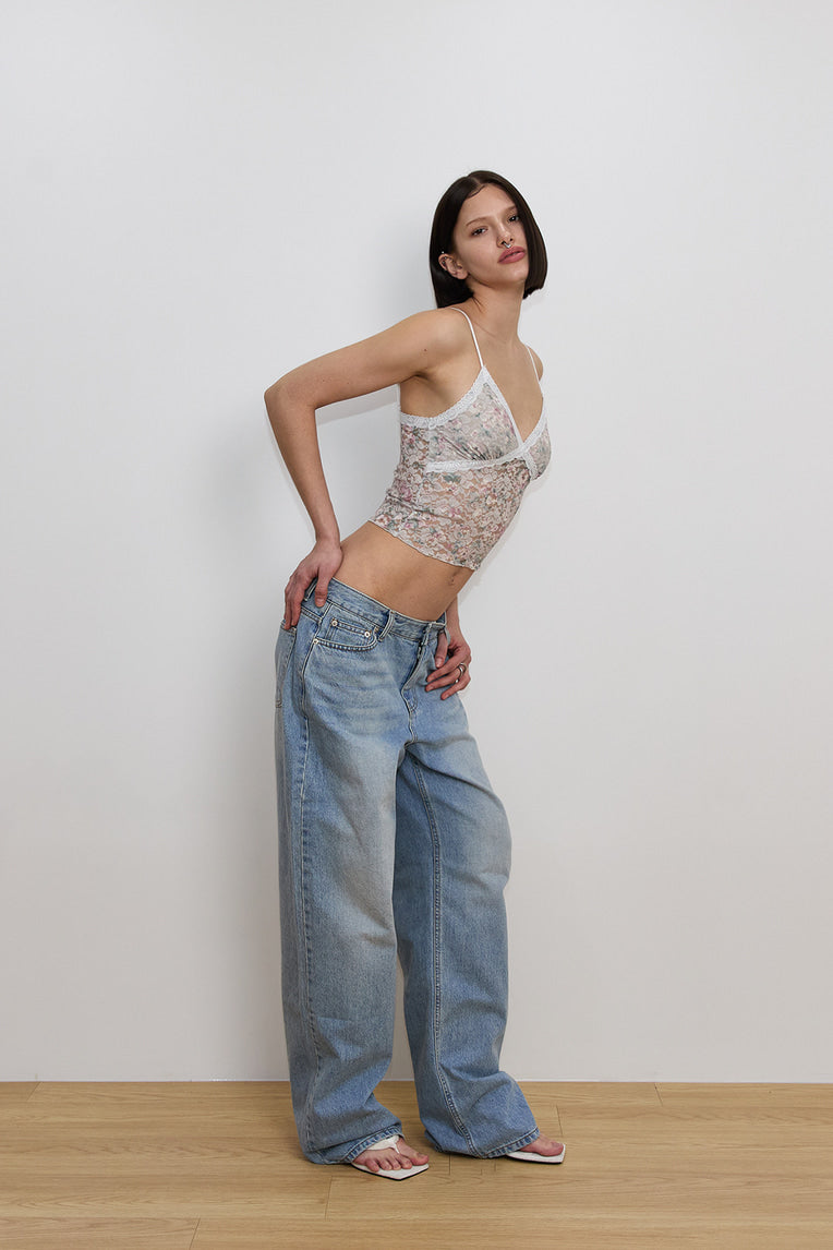 FLORAL LACE CAMI TOP (IVORY)