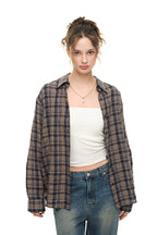 PLAID OVERSIZED SHIRT (NAVY)