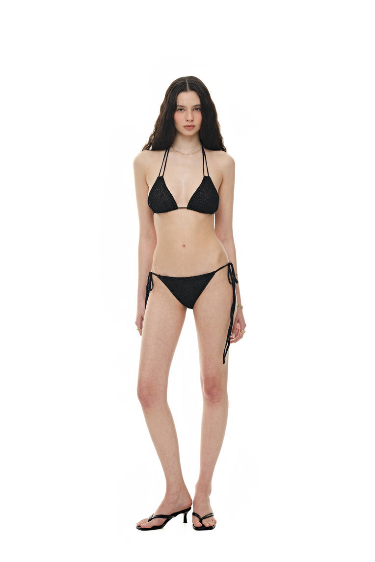 FLORAL BEADS BIKINI (BLACK)