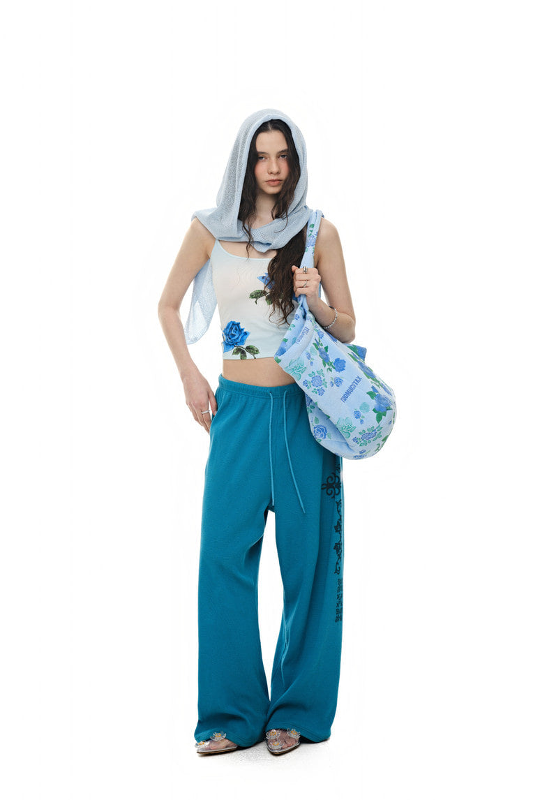 ROSE STENCIL TERRY BAG (BLUE)