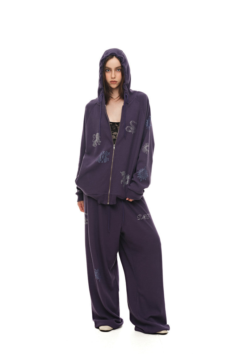 ZODIAC 02 HOTFIX WAFFLE ZIP-UP HOODIE (PURPLE) - 6