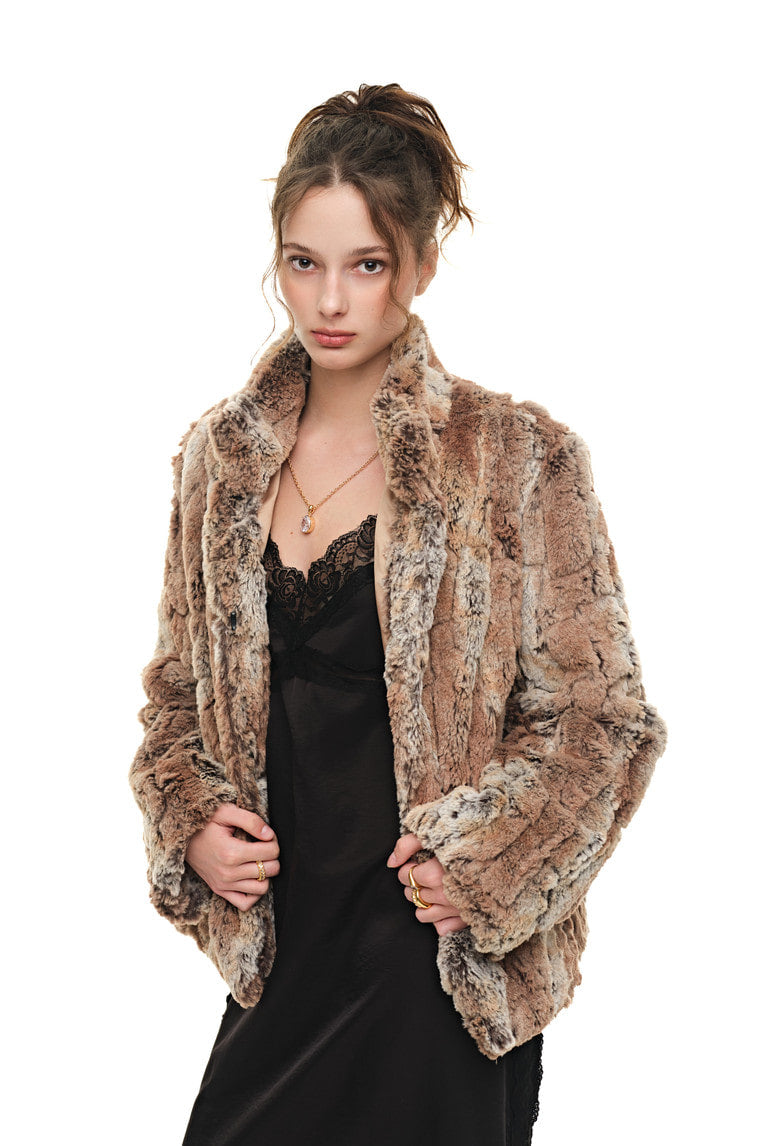 REGULAR FIT FUR JACKET (QUILTED YELLOW) - 6