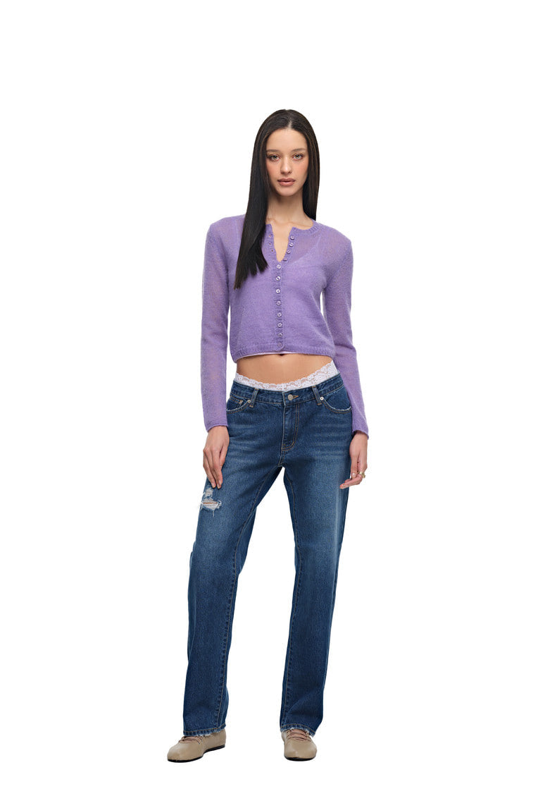 MOHAIR SLIM-FIT CARDIGAN (LAVENDER)