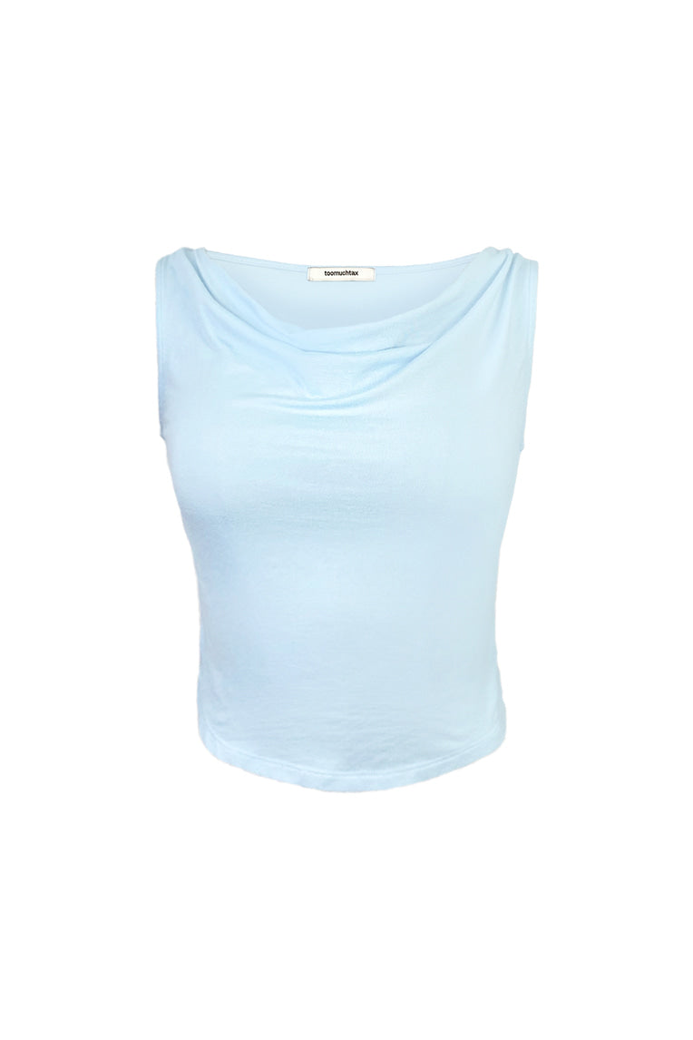 ASYMMETRIC ONE SHOULDER SLEEVELESS TOP (LIGHT BLUE)