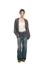 PLAID OVERSIZED SHIRT (NAVY)