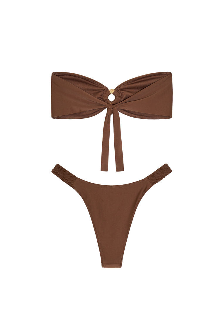 WOOD O-RING BIKINI (BROWN)