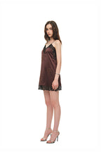 HOTFIX MINI SLIP DRESS (BROWN)