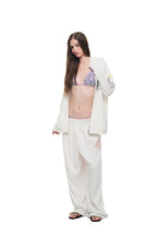 TWIN ZODIAC WAFFLE ZIP-UP HOODIE (WHITE)