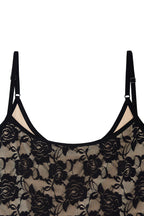 DEEP ROUND NECK LACE BODYSUIT (BLACK)