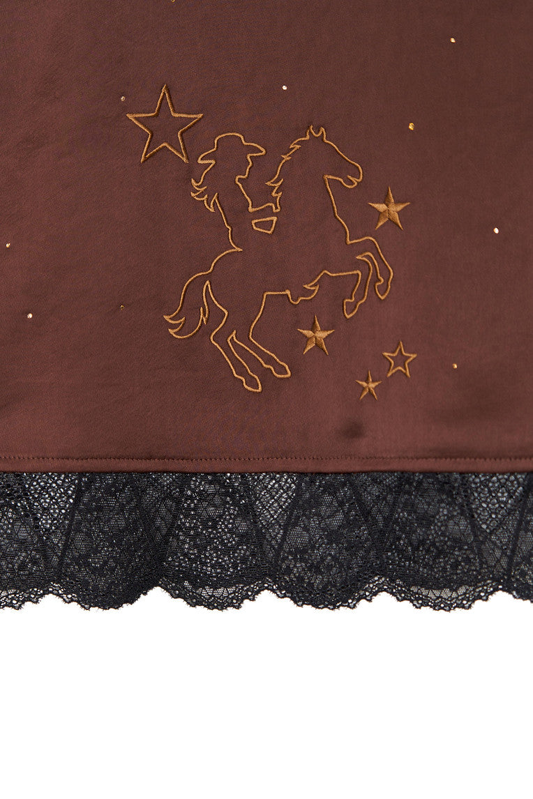 HOTFIX MINI SLIP DRESS (BROWN)