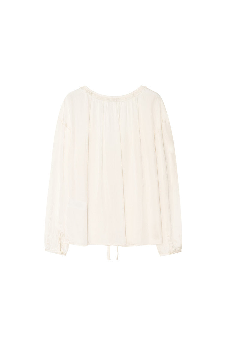 FRILL TRIM TIE BLOUSE (IVORY)