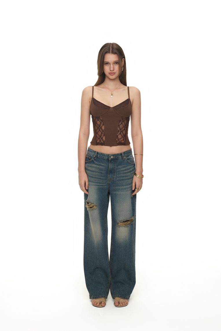 BUSTIER CAMI TOP (BROWN)