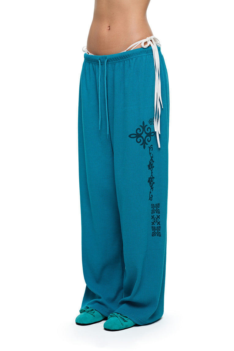 LEO WAFFLE PANTS (TEAL)