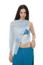 SHEER LINEN KNIT SHAWL (LIGHT BLUE)