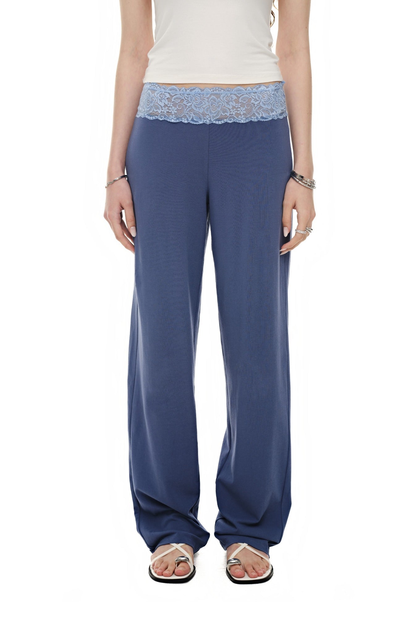 LACE POINT LOOSE-FIT PANTS (BLUE)