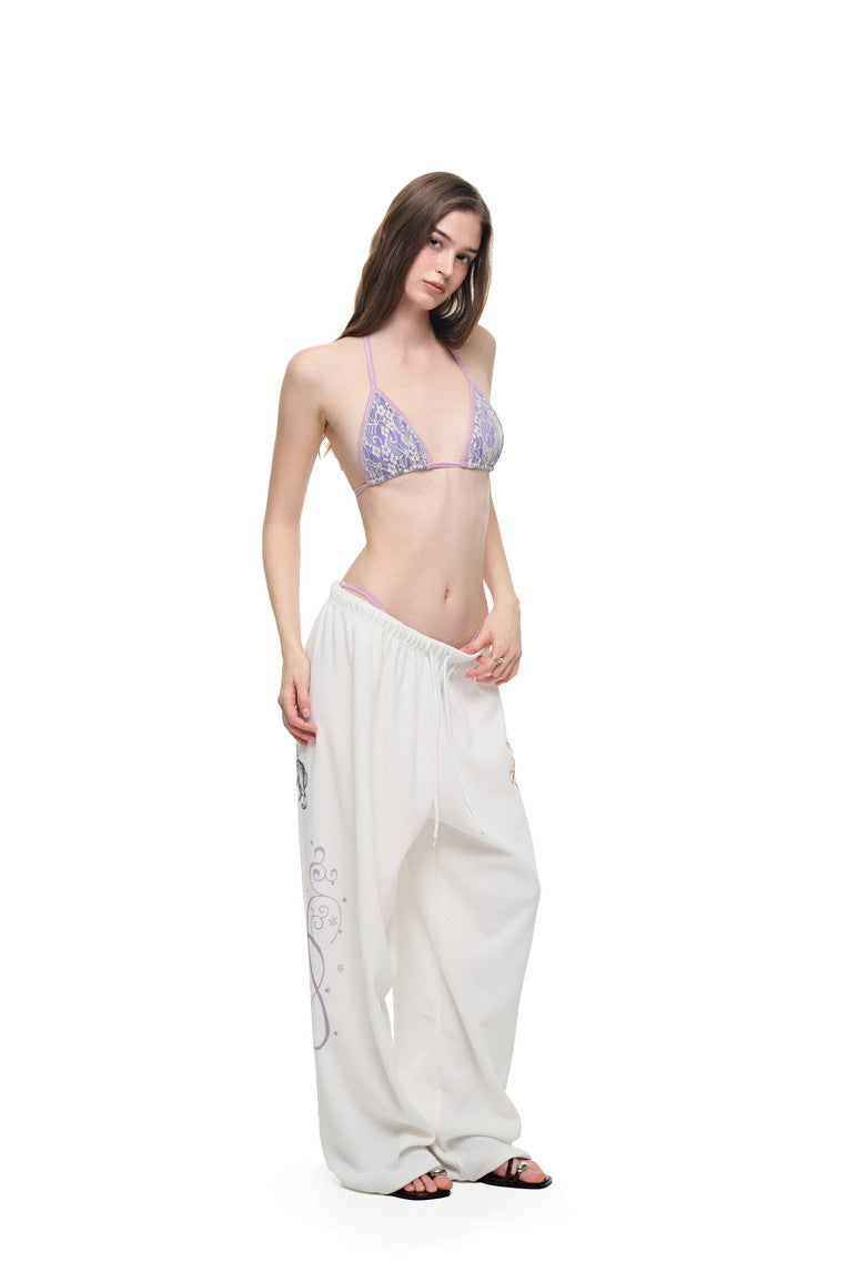 TWIN ZODIAC WAFFLE PANTS (WHITE)
