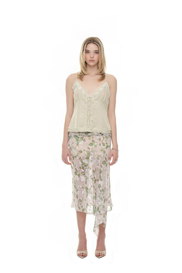 LACE SLIP SLEEVELESS TOP (LIGHT GREEN)