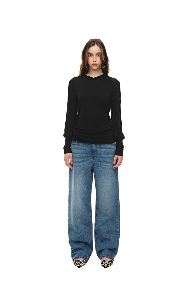 SHEER SLIM-FIT HOODIE (BLACK)