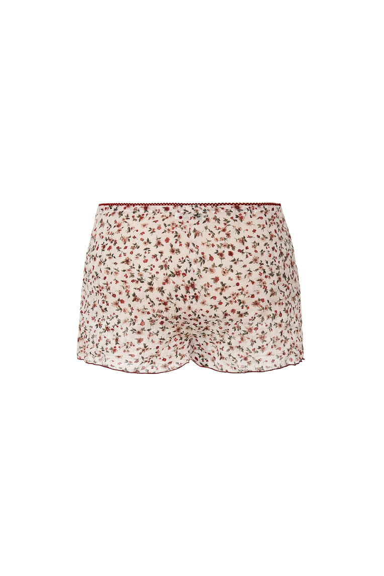 FLORAL MICRO SHORTS (IVORY)