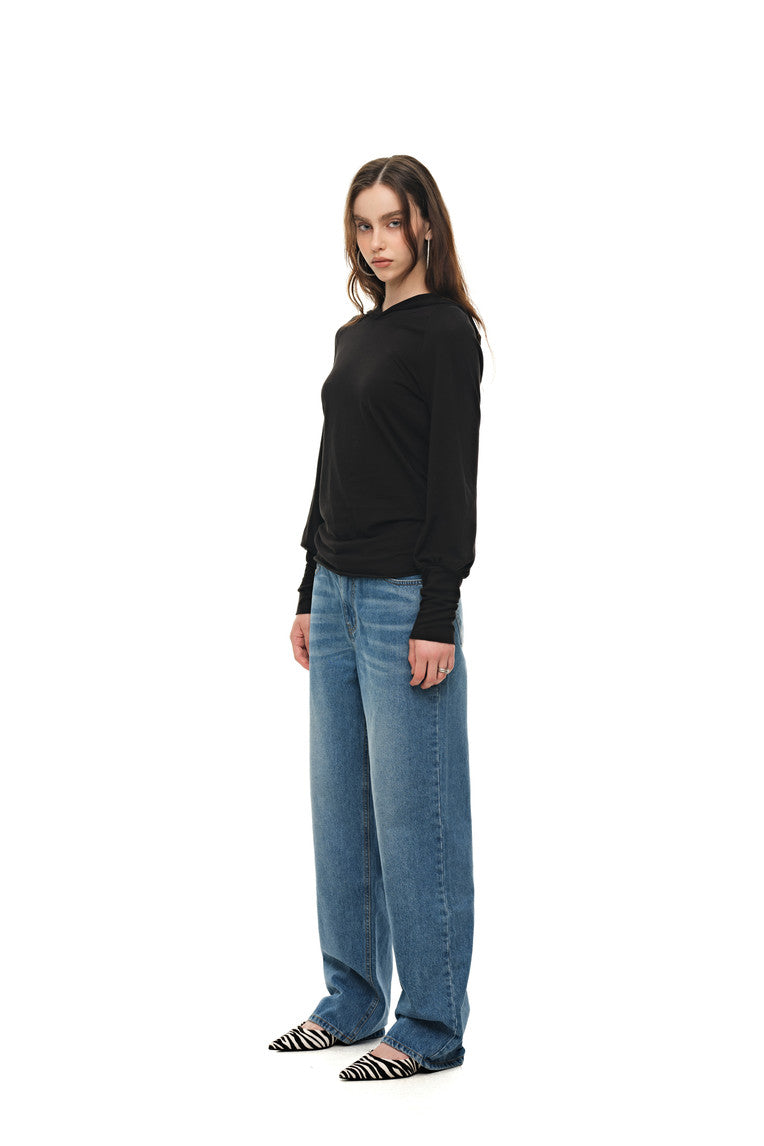 SHEER SLIM-FIT HOODIE (BLACK)