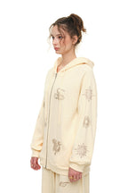 ZODIAC 02 HOTFIX WAFFLE ZIP-UP HOODIE (CREAM) - 7