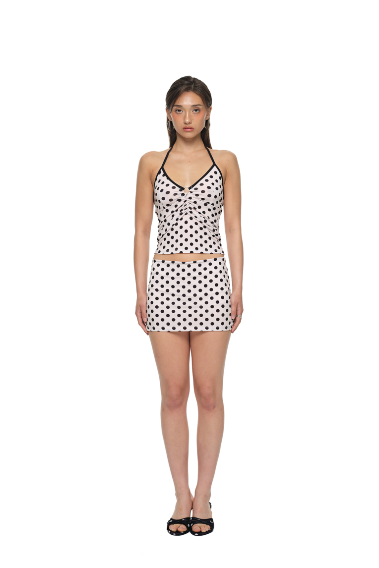 HALTER O-RING TANK TOP (DOT/BEIGE)