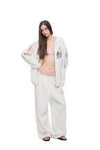 TWIN ZODIAC WAFFLE ZIP-UP HOODIE (WHITE)