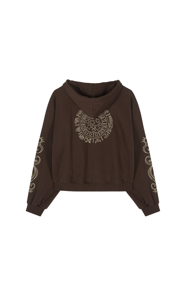 ORNAMENT 03 STITCH ZIP-UP HOODIE (BROWN) - 12