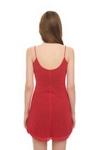 SPAGHETTI STRAP LACE MINI DRESS (RED)